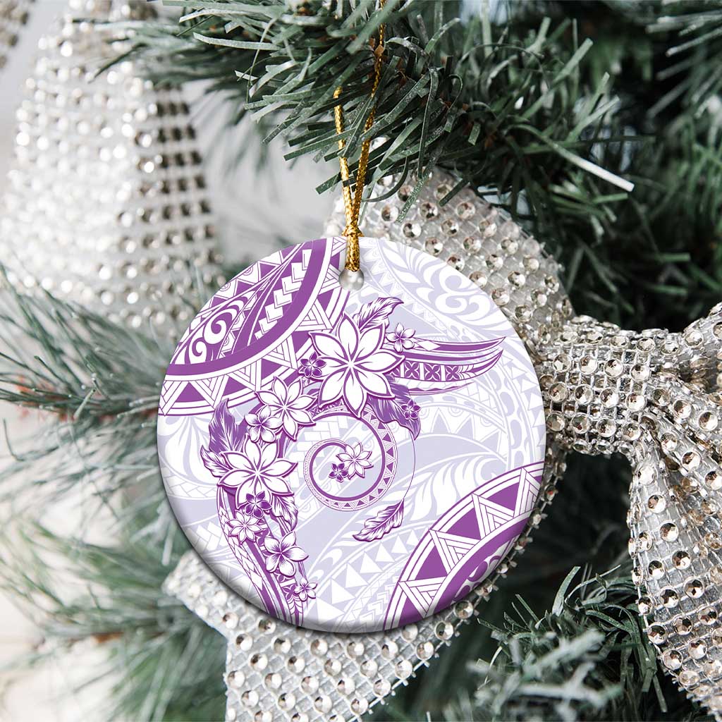 Polynesian Pattern With Plumeria Flowers Ceramic Ornament Purple LT05 - Polynesian Pride