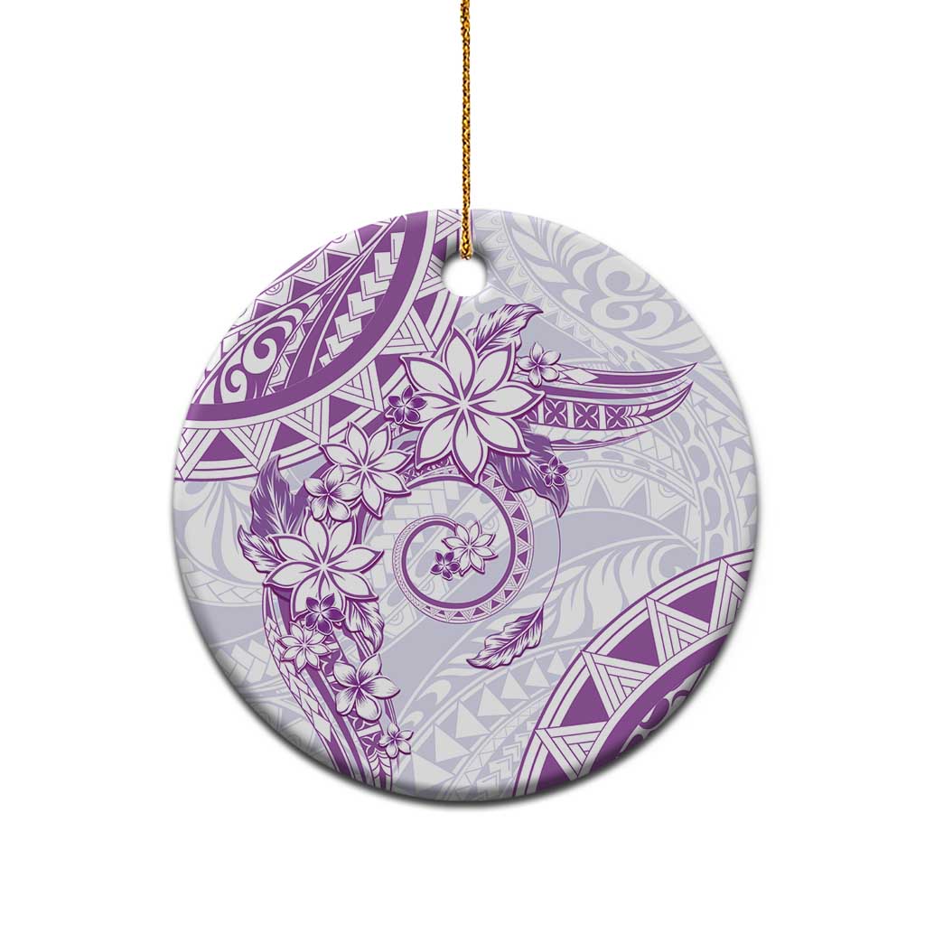 Polynesian Pattern With Plumeria Flowers Ceramic Ornament Purple LT05 - Polynesian Pride