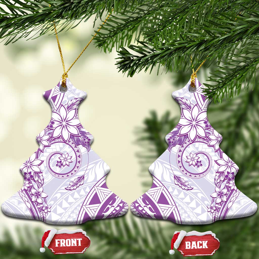 Polynesian Pattern With Plumeria Flowers Ceramic Ornament Purple LT05 Christmas Tree Purple - Polynesian Pride