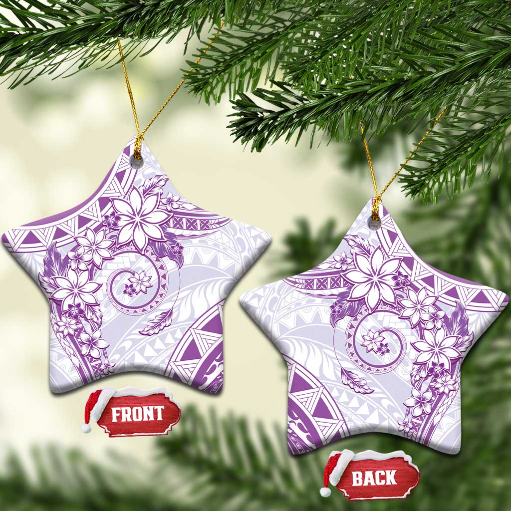 Polynesian Pattern With Plumeria Flowers Ceramic Ornament Purple LT05 Star Purple - Polynesian Pride