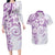 Polynesian Pattern With Plumeria Flowers Couples Matching Long Sleeve Bodycon Dress and Hawaiian Shirt Purple