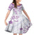 Polynesian Pattern With Plumeria Flowers Family Matching Long Sleeve Bodycon Dress and Hawaiian Shirt Purple