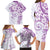 Polynesian Pattern With Plumeria Flowers Family Matching Long Sleeve Bodycon Dress and Hawaiian Shirt Purple