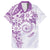 Polynesian Pattern With Plumeria Flowers Family Matching Long Sleeve Bodycon Dress and Hawaiian Shirt Purple