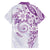 Polynesian Pattern With Plumeria Flowers Family Matching Long Sleeve Bodycon Dress and Hawaiian Shirt Purple