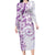 Polynesian Pattern With Plumeria Flowers Family Matching Long Sleeve Bodycon Dress and Hawaiian Shirt Purple