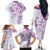 Polynesian Pattern With Plumeria Flowers Family Matching Off The Shoulder Long Sleeve Dress and Hawaiian Shirt Purple