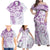 Polynesian Pattern With Plumeria Flowers Family Matching Off Shoulder Maxi Dress and Hawaiian Shirt Purple