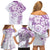 Polynesian Pattern With Plumeria Flowers Family Matching Off Shoulder Short Dress and Hawaiian Shirt Purple