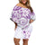 Polynesian Pattern With Plumeria Flowers Family Matching Off Shoulder Short Dress and Hawaiian Shirt Purple