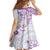 Polynesian Pattern With Plumeria Flowers Family Matching Short Sleeve Bodycon Dress and Hawaiian Shirt Purple