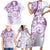 Polynesian Pattern With Plumeria Flowers Family Matching Short Sleeve Bodycon Dress and Hawaiian Shirt Purple