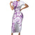 Polynesian Pattern With Plumeria Flowers Family Matching Short Sleeve Bodycon Dress and Hawaiian Shirt Purple