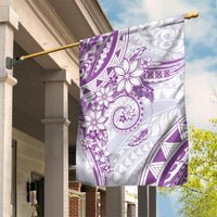 Polynesian Pattern With Plumeria Flowers Garden Flag Purple LT05 House Flag Purple - Polynesian Pride