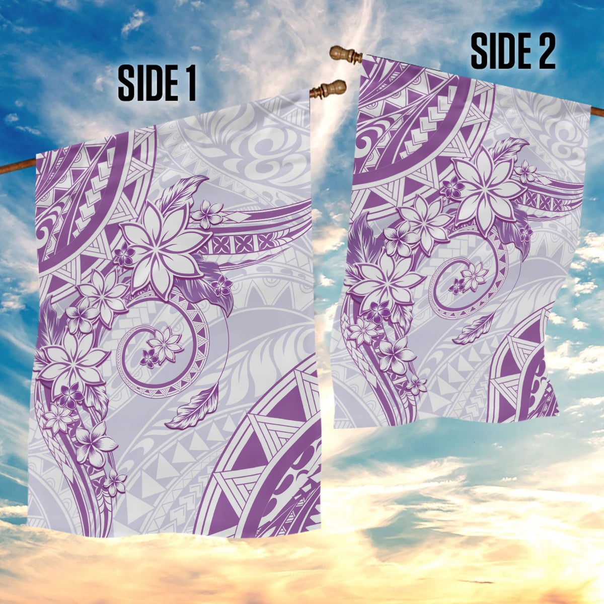 Polynesian Pattern With Plumeria Flowers Garden Flag Purple LT05 - Polynesian Pride