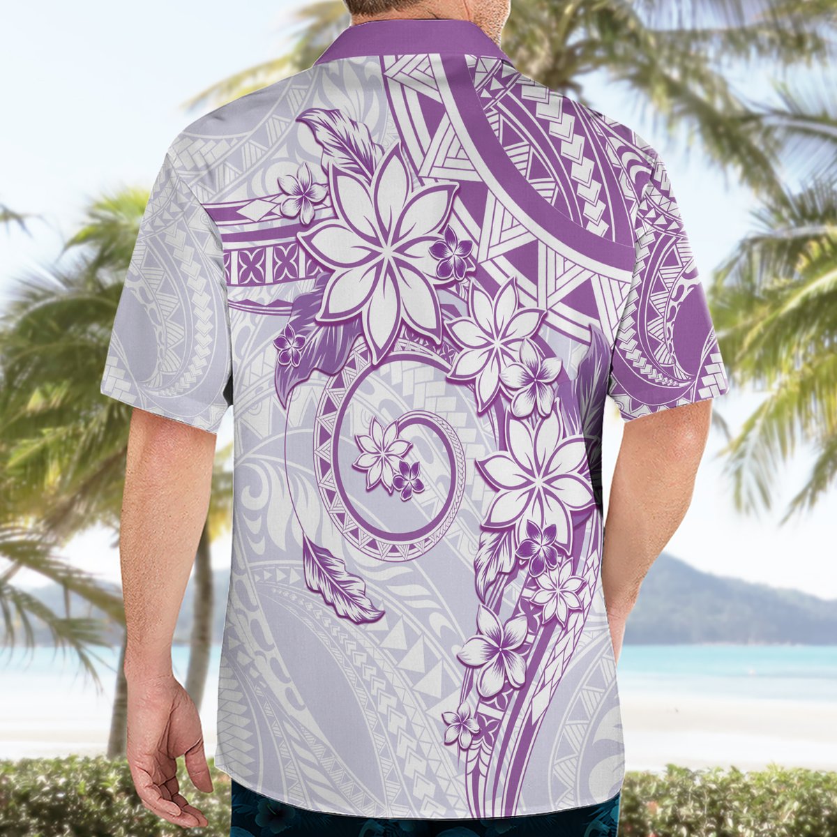 Polynesian Pattern With Plumeria Flowers Hawaiian Shirt Purple LT05 - Polynesian Pride