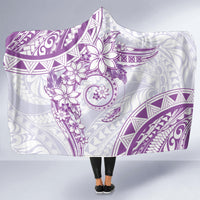 Polynesian Pattern With Plumeria Flowers Hooded Blanket Purple LT05 - Polynesian Pride