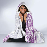 Polynesian Pattern With Plumeria Flowers Hooded Blanket Purple LT05 - Polynesian Pride