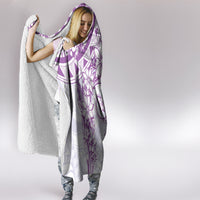 Polynesian Pattern With Plumeria Flowers Hooded Blanket Purple LT05 - Polynesian Pride