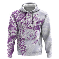 Polynesian Pattern With Plumeria Flowers Hoodie Purple LT05 Pullover Hoodie Purple - Polynesian Pride