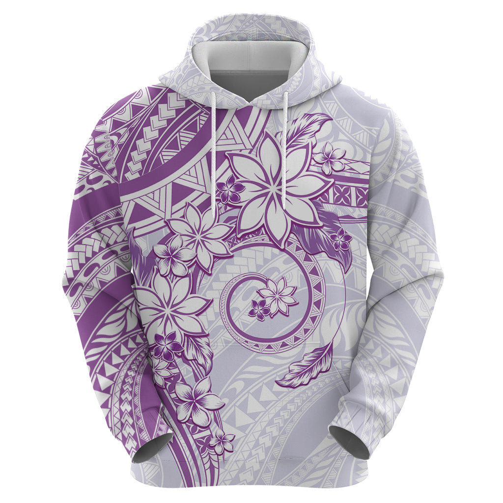 Polynesian Pattern With Plumeria Flowers Hoodie Purple LT05 - Polynesian Pride