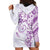 Polynesian Pattern With Plumeria Flowers Hoodie Dress Purple