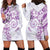 Polynesian Pattern With Plumeria Flowers Hoodie Dress Purple