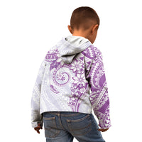 Polynesian Pattern With Plumeria Flowers Kid Hoodie Purple