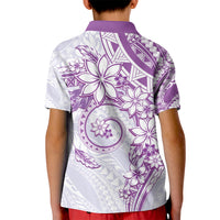 Polynesian Pattern With Plumeria Flowers Kid Polo Shirt Purple