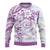 Polynesian Pattern With Plumeria Flowers Ugly Christmas Sweater Purple