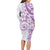 Polynesian Pattern With Plumeria Flowers Long Sleeve Bodycon Dress Purple