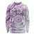 Polynesian Pattern With Plumeria Flowers Long Sleeve Shirt Purple