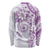 Polynesian Pattern With Plumeria Flowers Long Sleeve Shirt Purple