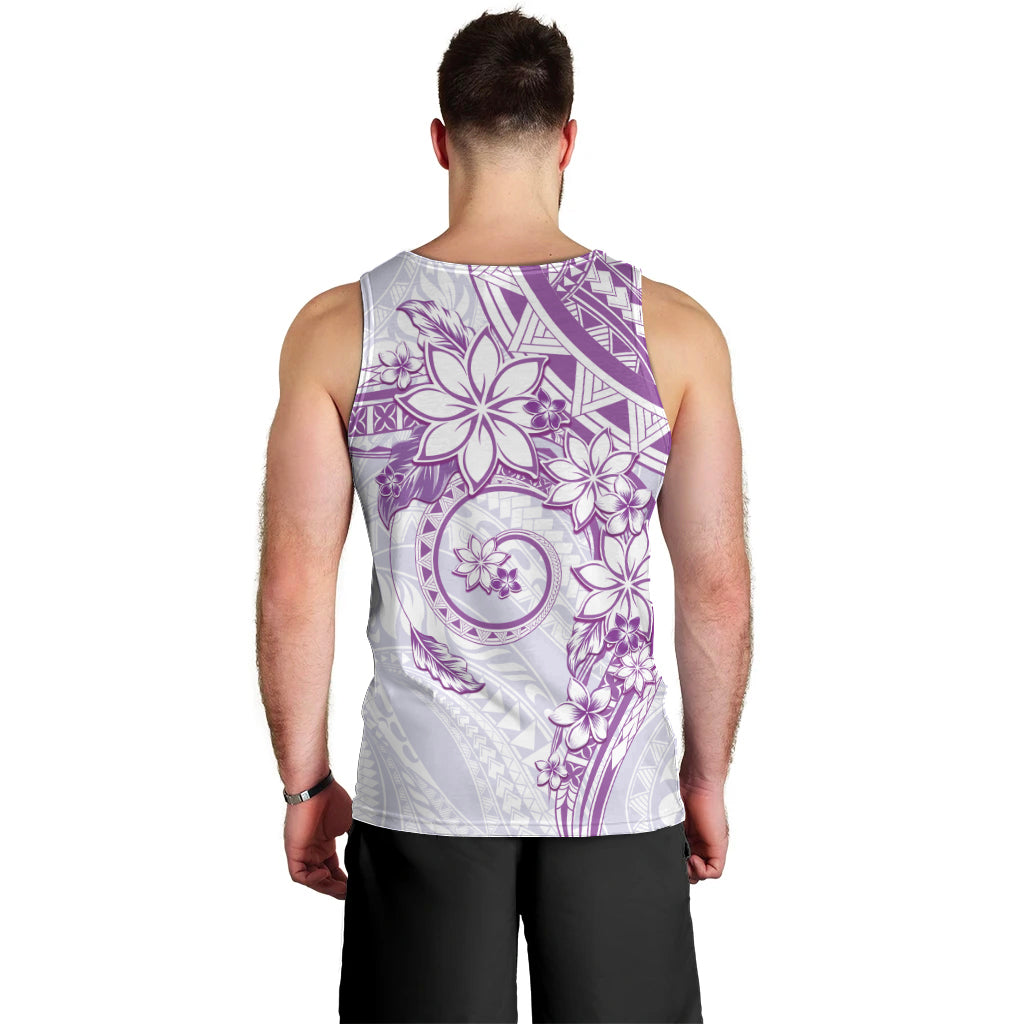 Polynesian Pattern With Plumeria Flowers Men Tank Top Purple LT05 - Polynesian Pride