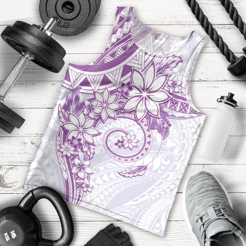 Polynesian Pattern With Plumeria Flowers Men Tank Top Purple LT05 - Polynesian Pride