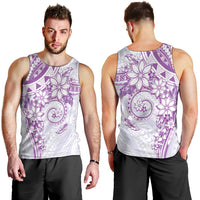 Polynesian Pattern With Plumeria Flowers Men Tank Top Purple LT05 - Polynesian Pride