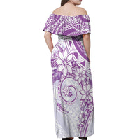 Polynesian Pattern With Plumeria Flowers Off Shoulder Maxi Dress Purple LT05 - Polynesian Pride