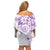 Polynesian Pattern With Plumeria Flowers Off Shoulder Short Dress Purple