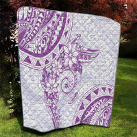 Polynesian Pattern With Plumeria Flowers Quilt Purple