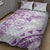 Polynesian Pattern With Plumeria Flowers Quilt Bed Set Purple