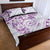 Polynesian Pattern With Plumeria Flowers Quilt Bed Set Purple