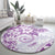 Polynesian Pattern With Plumeria Flowers Round Carpet Purple