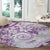 Polynesian Pattern With Plumeria Flowers Round Carpet Purple