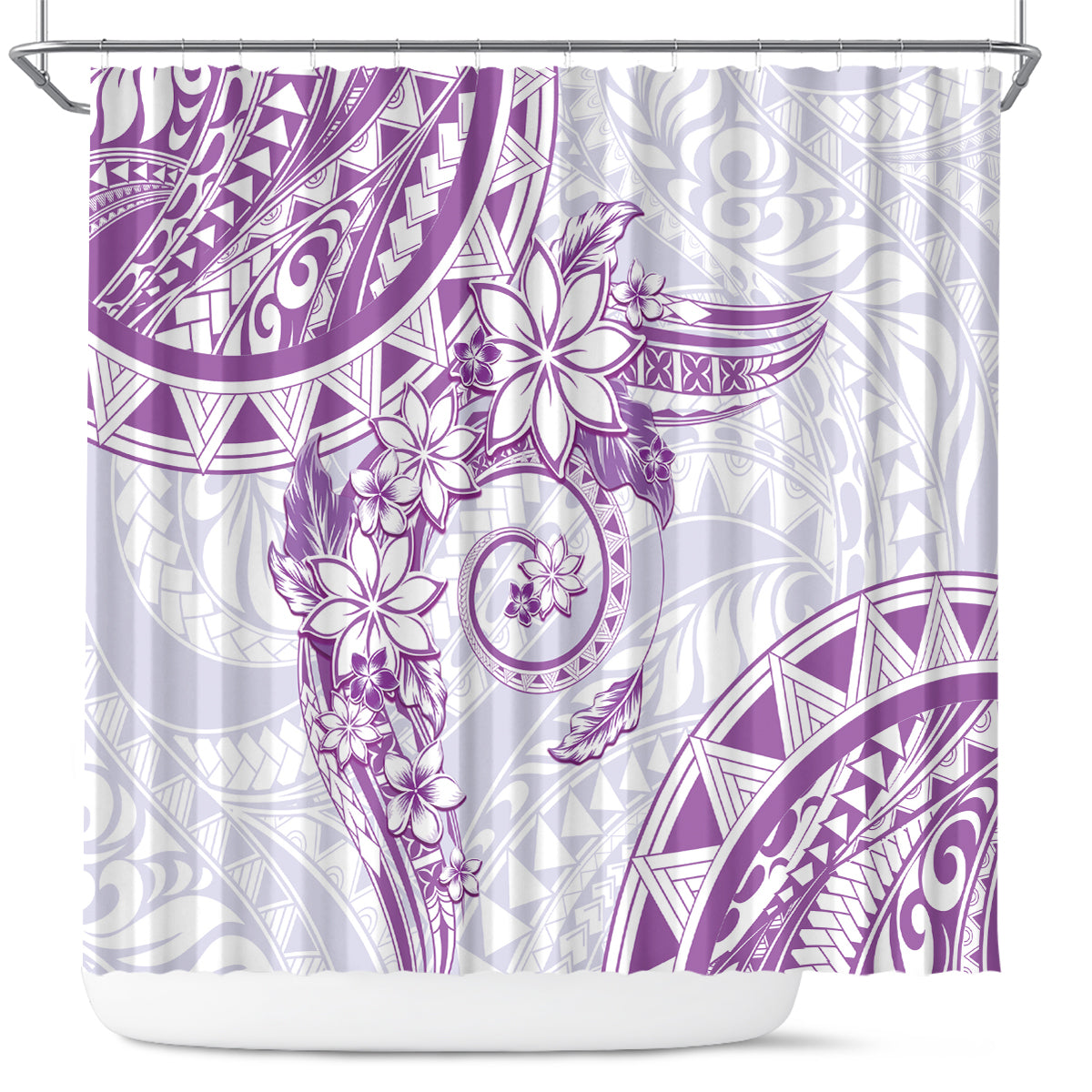 Polynesian Pattern With Plumeria Flowers Shower Curtain Purple