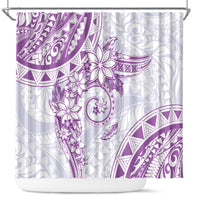 Polynesian Pattern With Plumeria Flowers Shower Curtain Purple