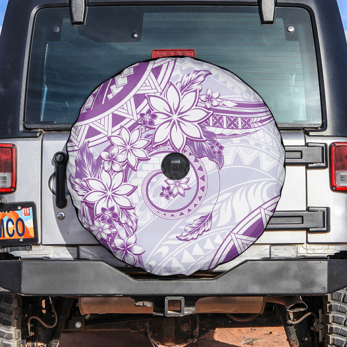 Polynesian Pattern With Plumeria Flowers Spare Tire Cover Purple LT05 Purple - Polynesian Pride