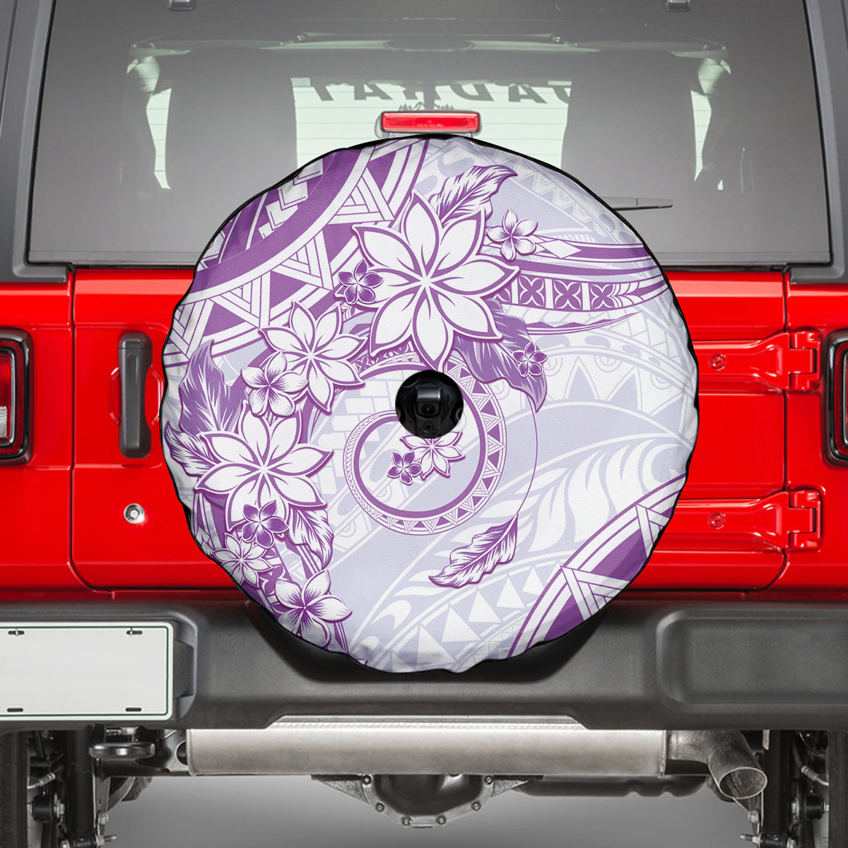 Polynesian Pattern With Plumeria Flowers Spare Tire Cover Purple LT05 - Polynesian Pride