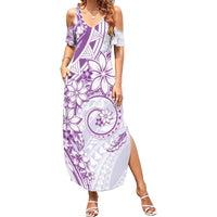 Polynesian Pattern With Plumeria Flowers Summer Maxi Dress Purple LT05 Women Purple - Polynesian Pride