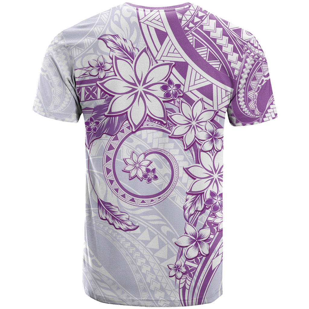 Polynesian Pattern With Plumeria Flowers T Shirt Purple