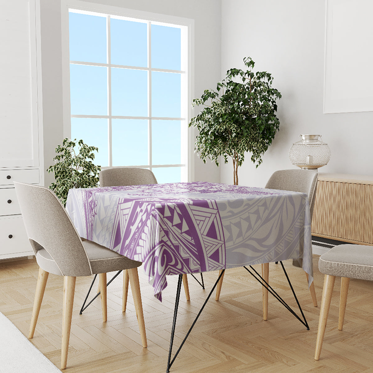 Polynesian Pattern With Plumeria Flowers Tablecloth Purple LT05 - Polynesian Pride